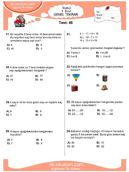 ilkokul 1. Sınıf Genel Tekrar Testleri 